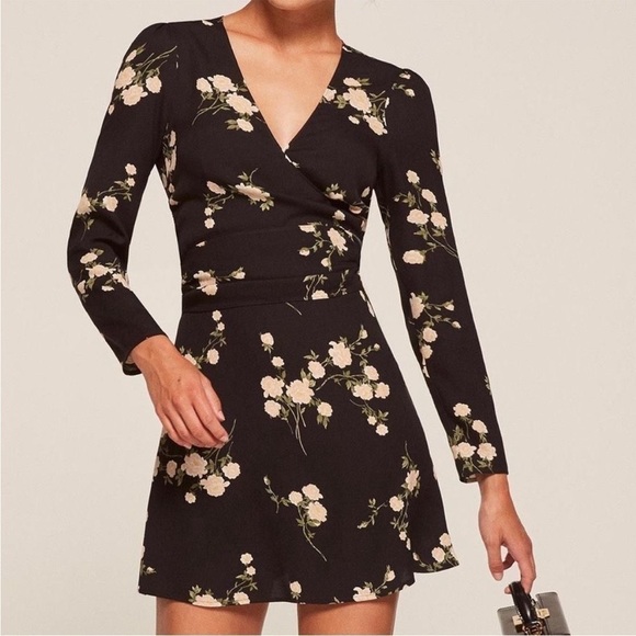 Reformation Floral Wrap Zircon Mini Dress Size 0 Contessa Tie Front Cocktail NWT - Picture 1 of 13